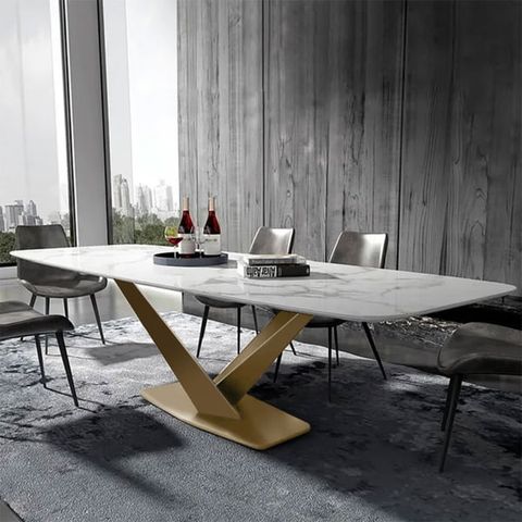 63" Modern White Marble Rectangular Dining Table With Stainless Steel X ... for Marble Dining Table With Stainless Steel Base